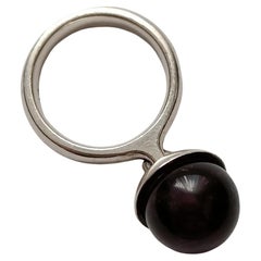 Georg Jensen Silver Ring 473A with Amethyst Sphere Pendant