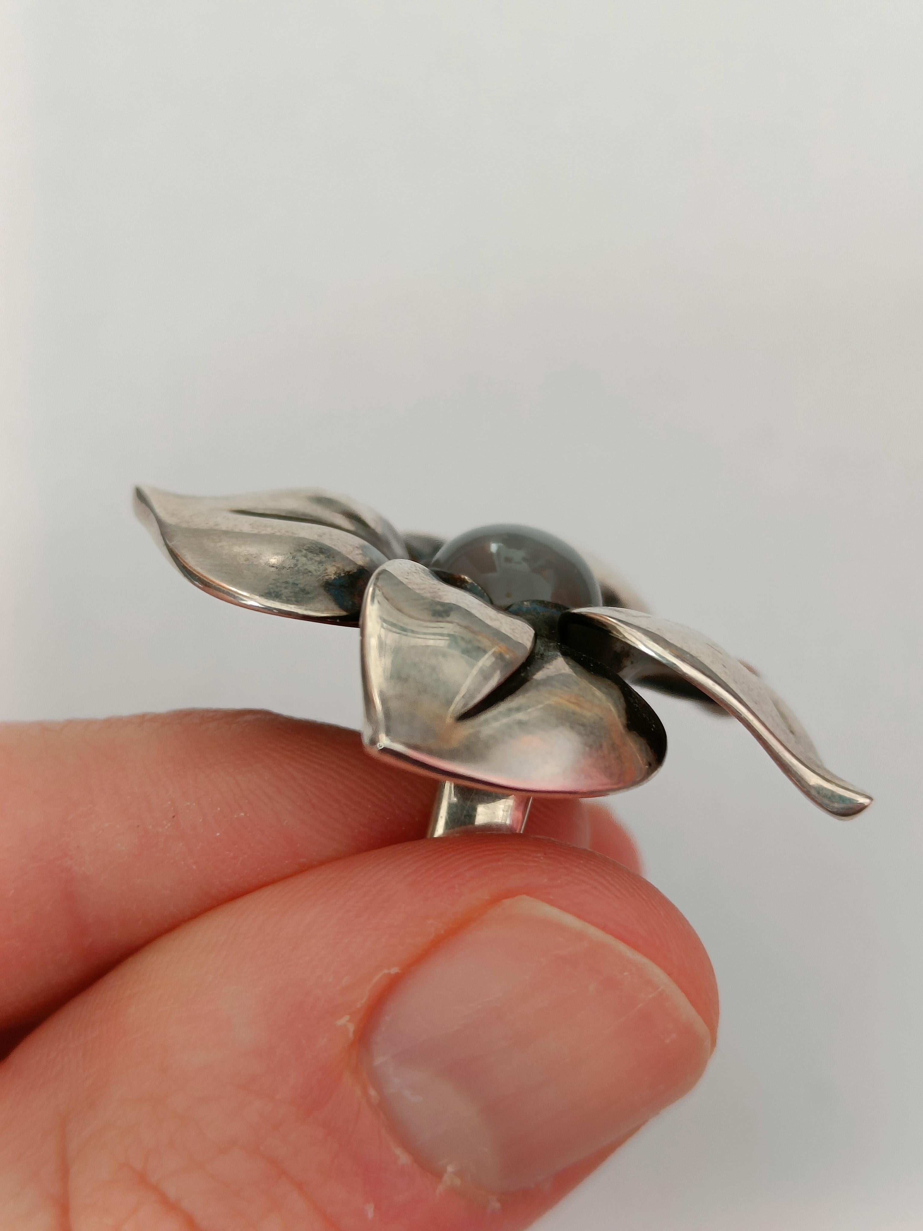 Georg Jensen Silver Ring 562B with Grey Moonstone designed by Regitze Overgaard For Sale 1