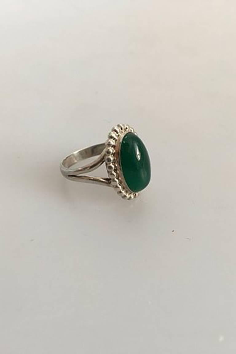 Georg Jensen Silver Ring No 9 with Green Agate. From 1910-1925. 

Ring Size 56 / US 7.5. Weighs 6 g / 0.18 oz