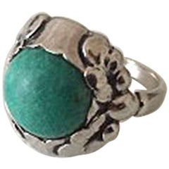 Georg Jensen Silver Ring with Green Agate No 11A