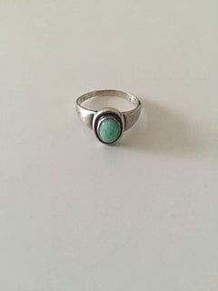 Georg Jensen Silver Ring with Green Stone No 46