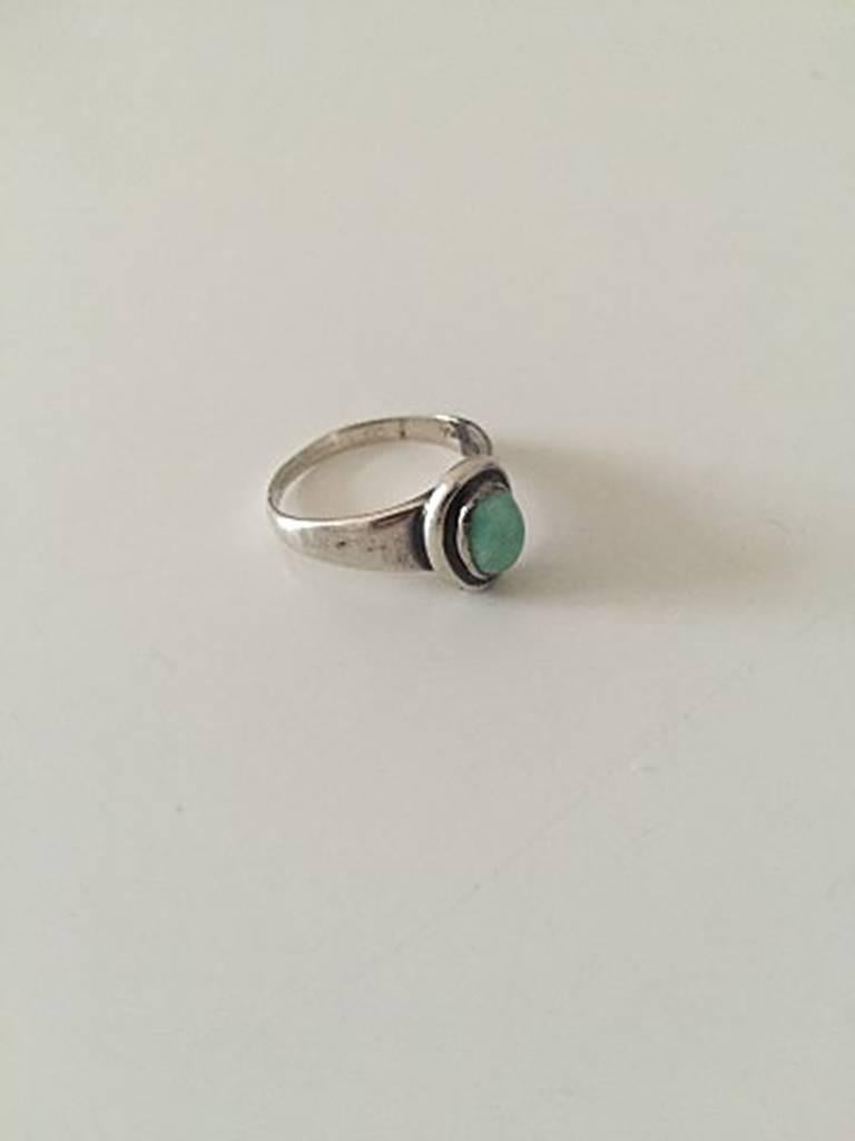Georg Jensen Silver Ring with Green Stone No 46 at 1stDibs | green ...