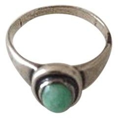 Georg Jensen Silver Ring with Green Stone No 46
