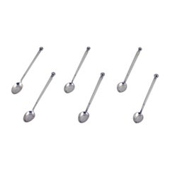 Georg Jensen, six Acorn cocktail spoons/caffe latte spoons in sterling silver