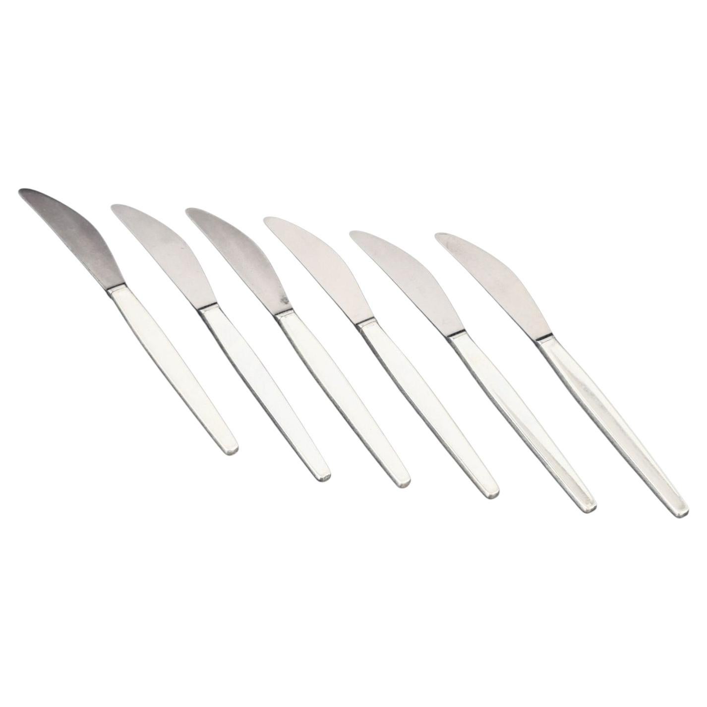 Georg Jensen. Six 'Cypress' lunch knives in sterling silver and stainless steel. For Sale