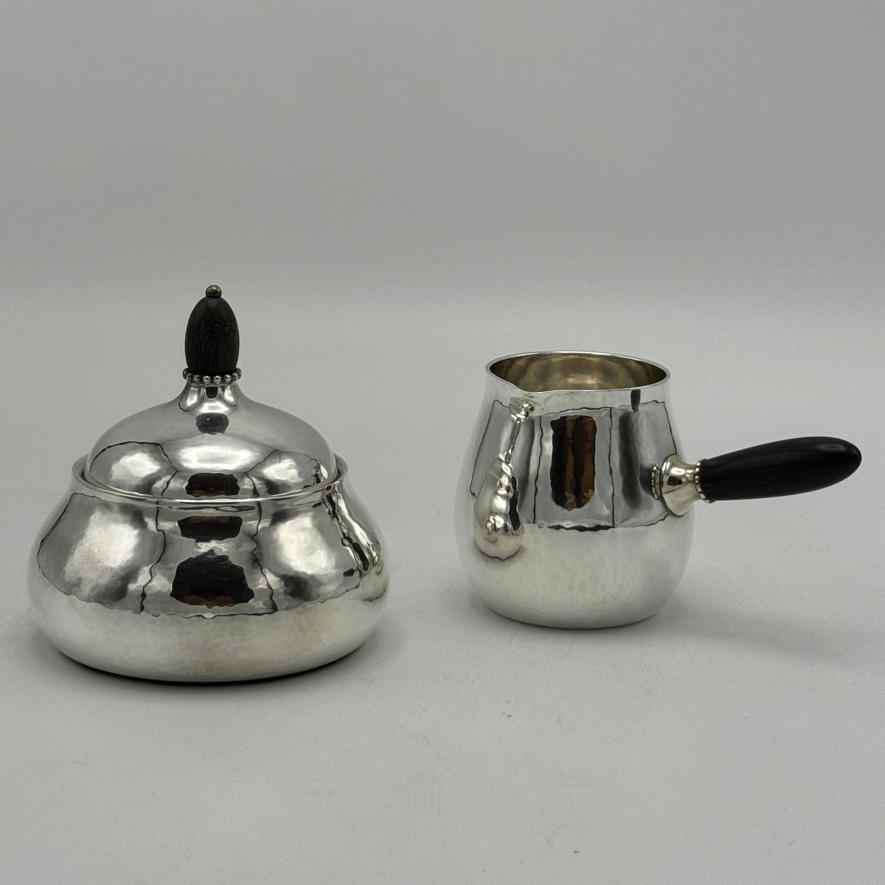 Georg Jensen Six Piece Sterling Silver Tea and Coffee Service Denmark 1915 For Sale 2