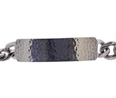 Georg Jensen Smithy Hammered Silver Link ID Tag Bracelet 590 C
