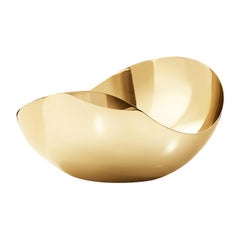 Georg Jensen Stainless Steel Gold Bloom Tall Large Bowl by Helle Damkjær