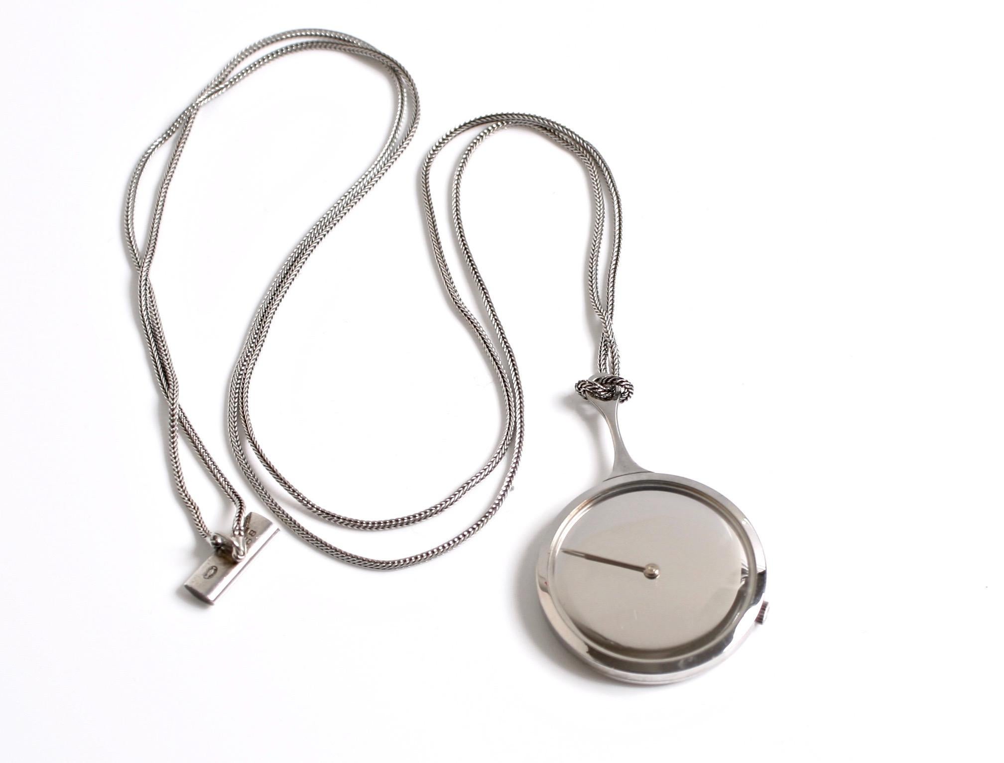 Georg Jensen Edelstahl-Anhängeruhr entworfen von Vivianna Torun Bulow- Hube Damen im Angebot