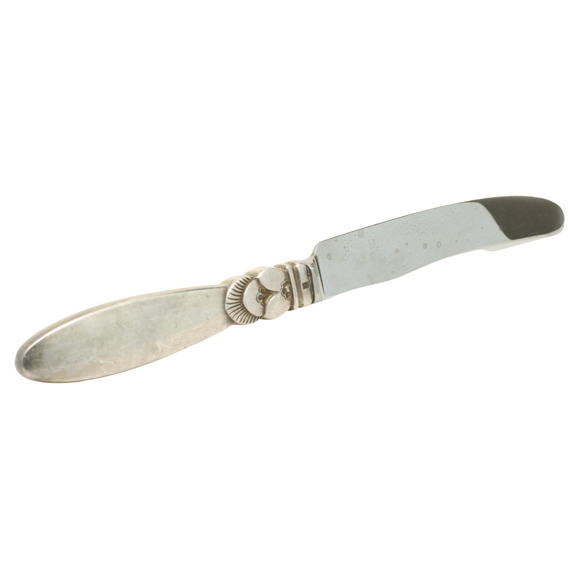 Georg Jensen Steel and Sterling Silver Set of 10 Butter Knife For Sale