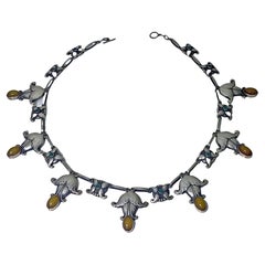 Georg Jensen Sterling Amber and Agate Necklace, C.1930