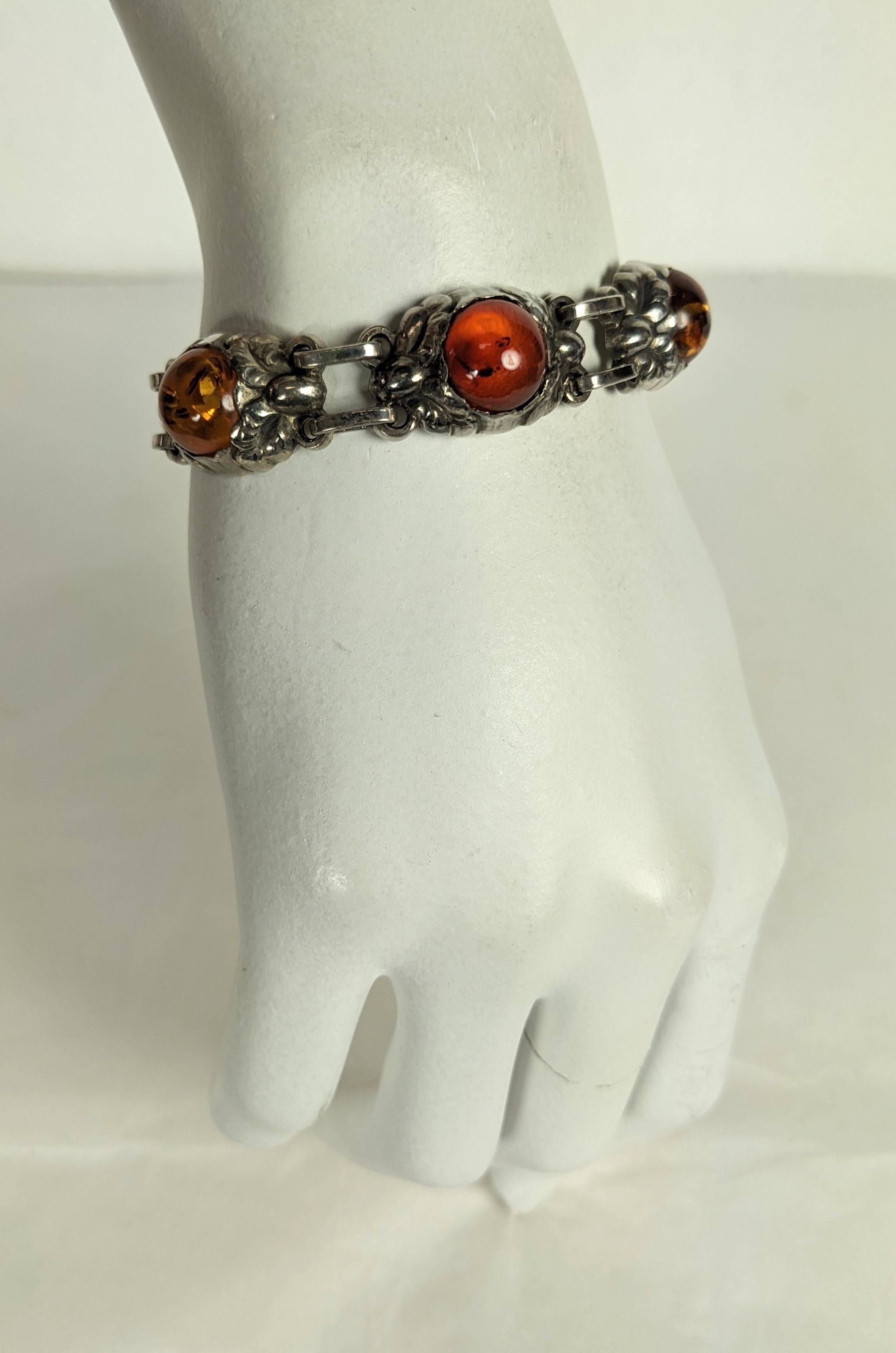 Georg Jensen Bracciale in argento con cabochon d'ambra in vendita 4