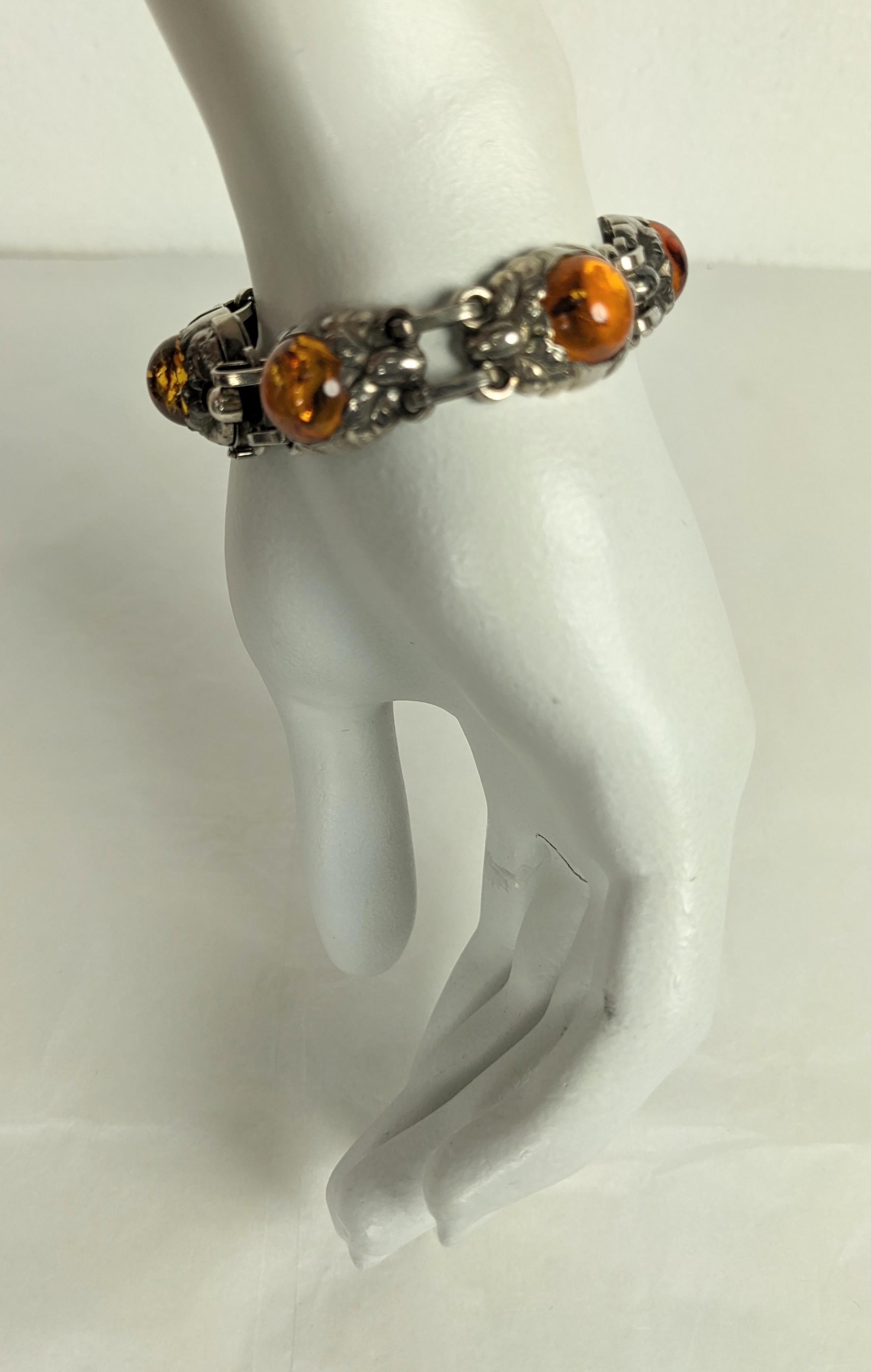 Georg Jensen Bracciale in argento con cabochon d'ambra in vendita 5
