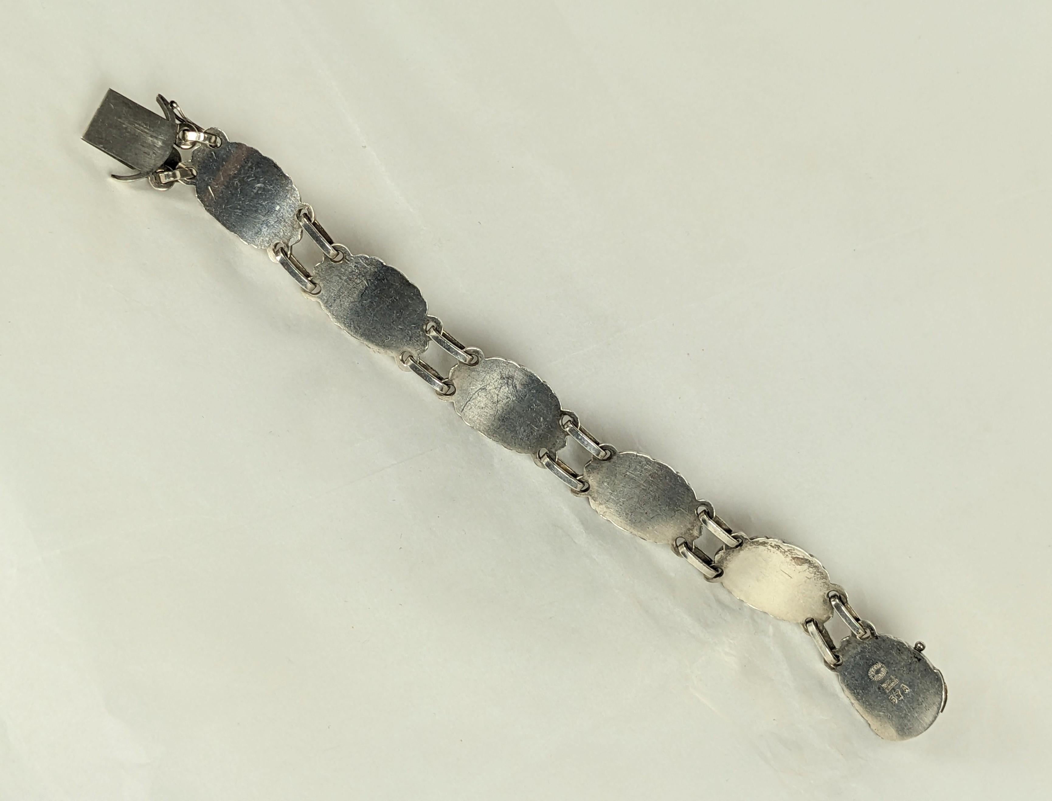 Cabochon Georg Jensen Bracciale in argento con cabochon d'ambra in vendita