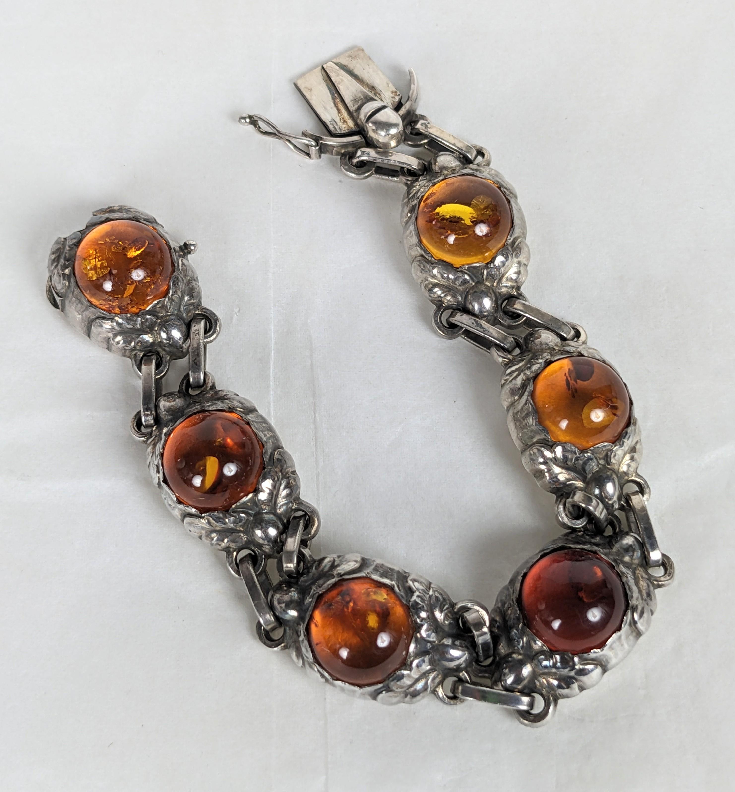 da uomo o donna Georg Jensen Bracciale in argento con cabochon d'ambra in vendita