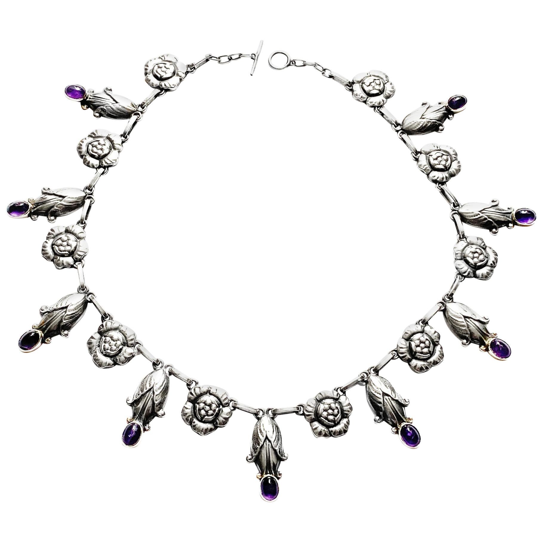 Georg Jensen Sterling Amethyst Necklace C.1930, Design No. 6