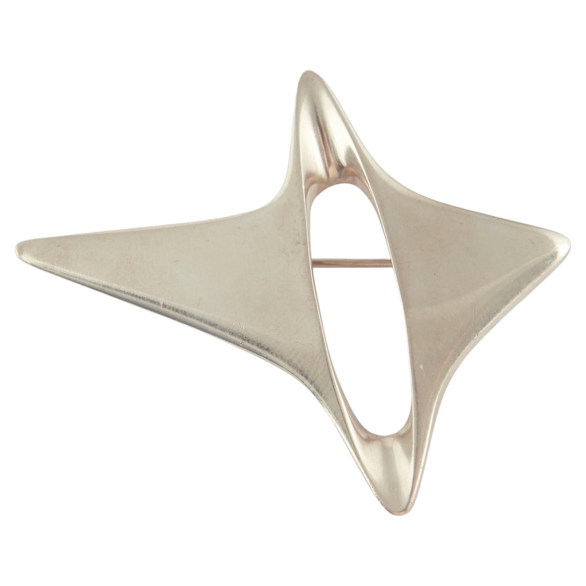 Georg Jensen Sterling Amorphic Brooch, Design #339 by Henning Koppel