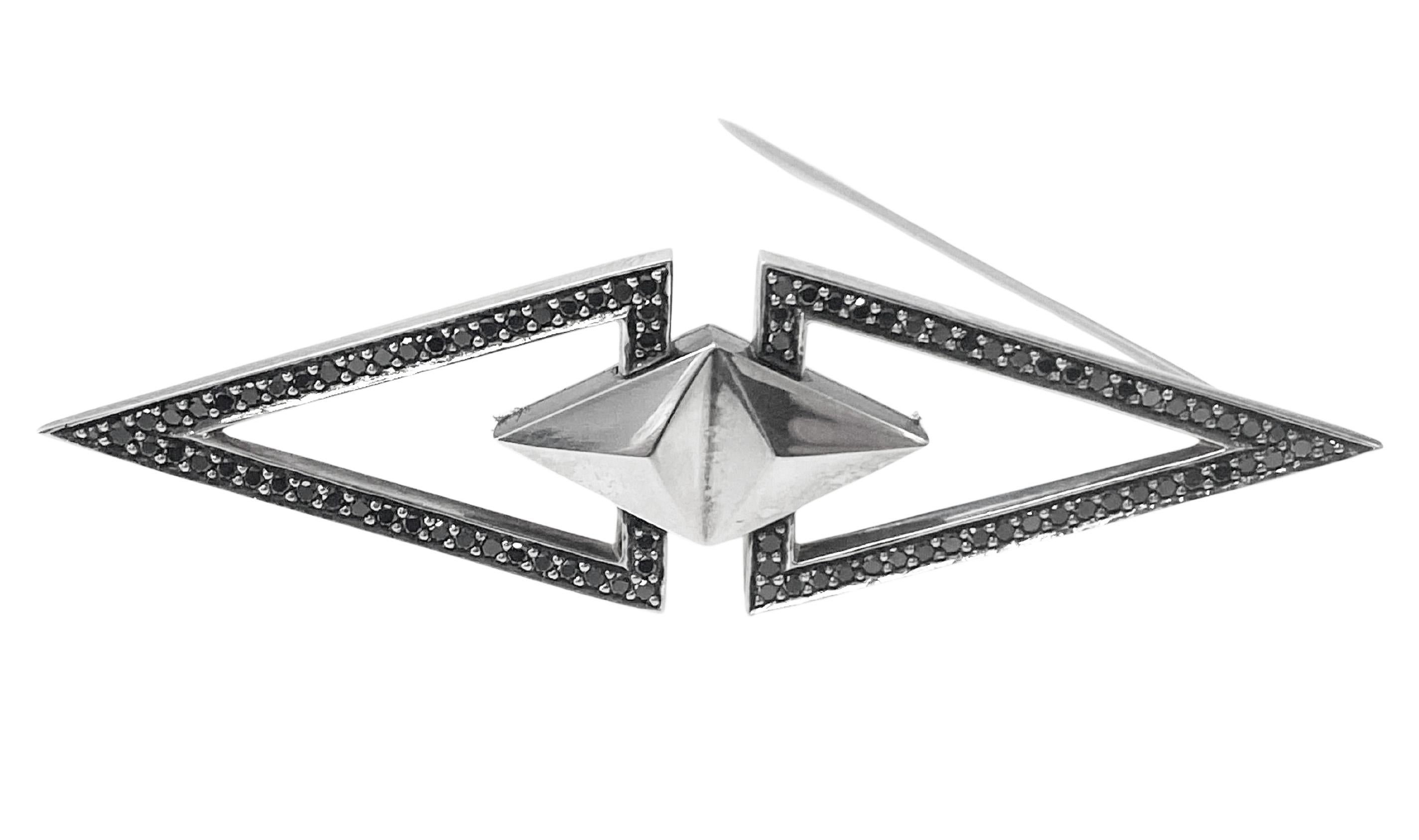 Art Deco Georg Jensen Sterling and black Diamond Brooch #569C For Sale