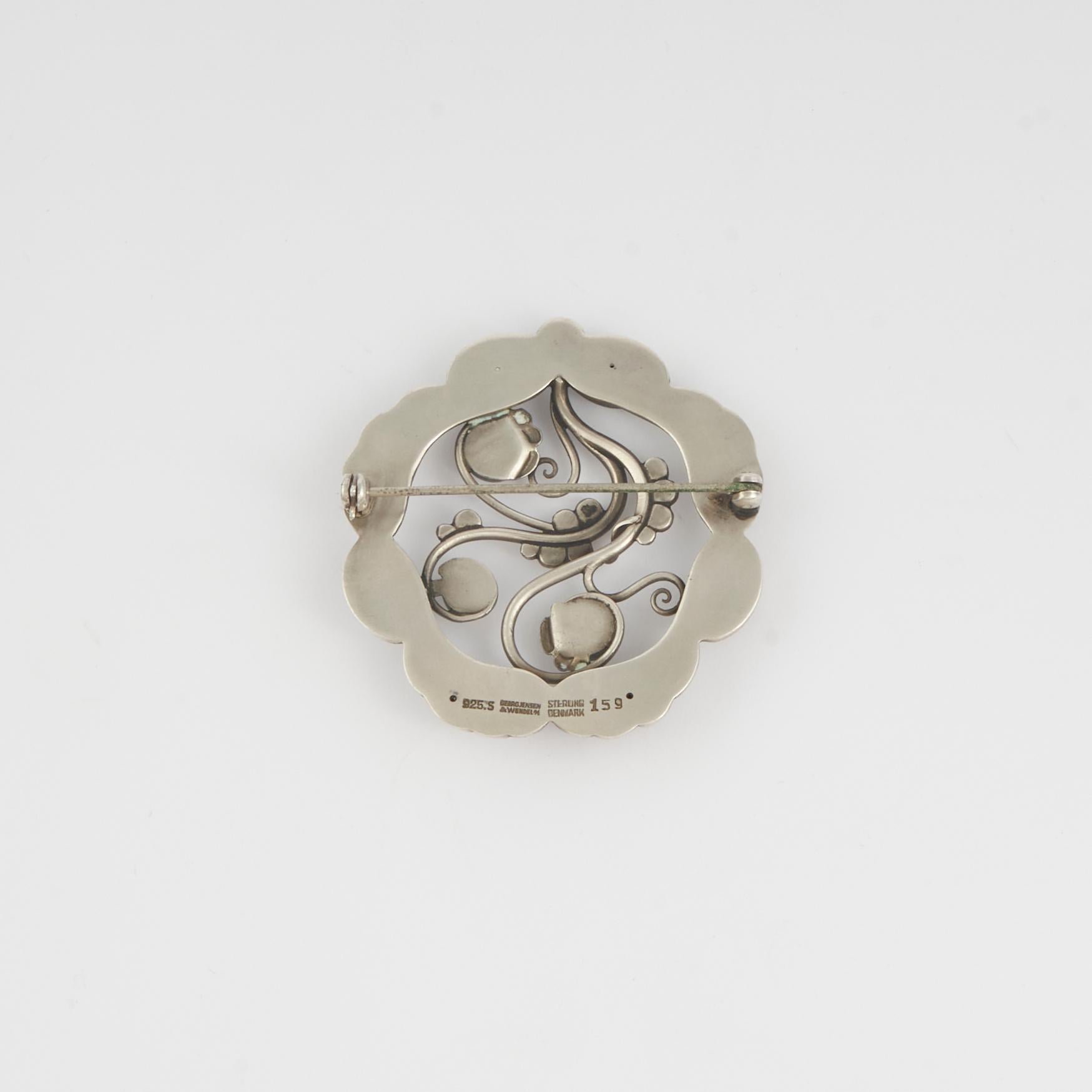 Art Nouveau Georg Jensen Sterling Brooch, Design #159 For Sale