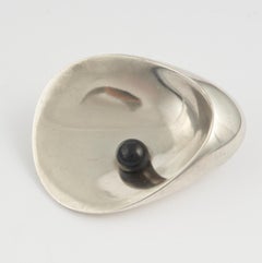 Georg Jensen Sterling Brooch with Onyx, Design #328 by Nanna Ditzel