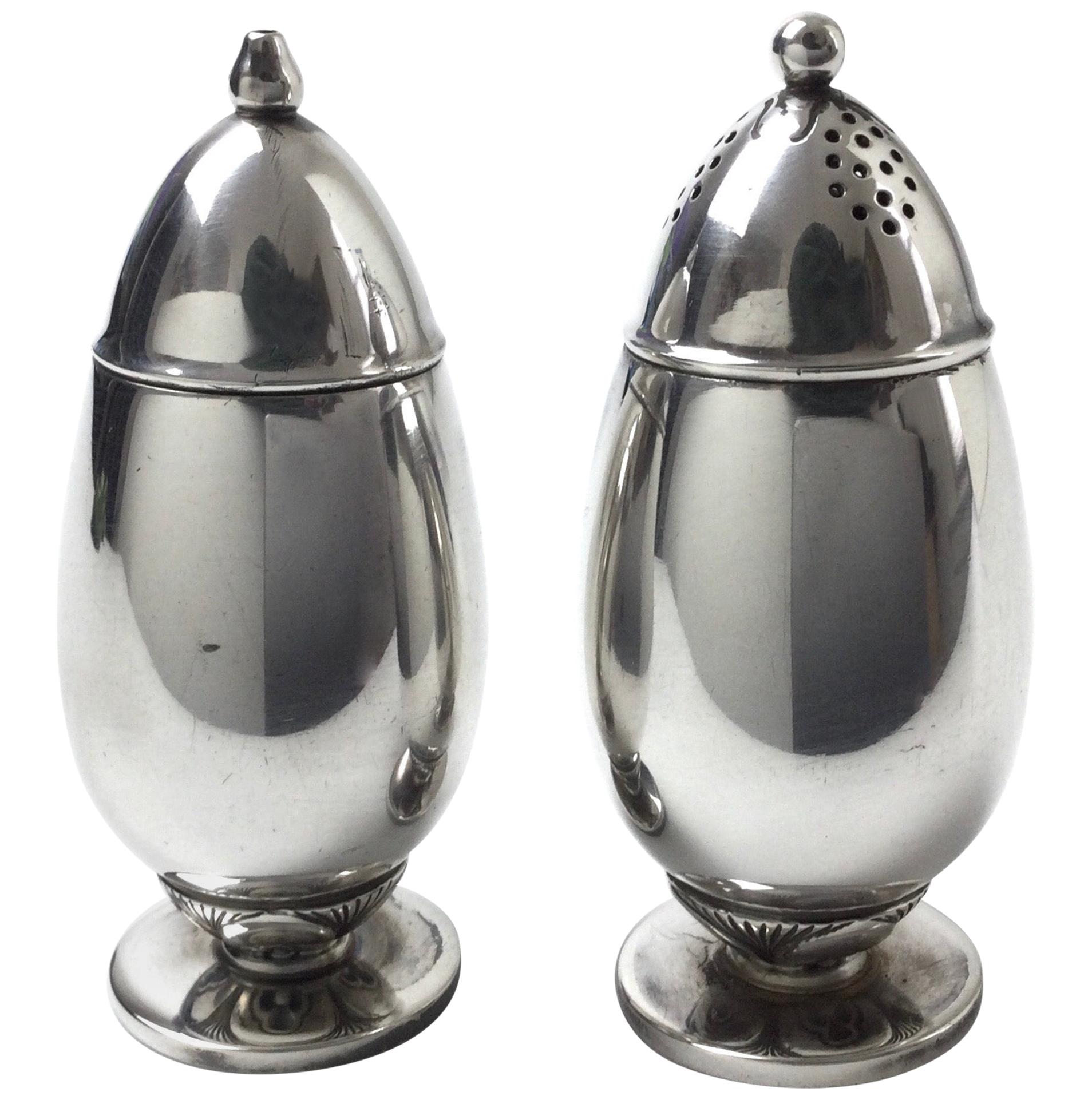 Georg Jensen Sterling Cactus Sterling Silver Salt and Pepper Shakers Signed 629A For Sale