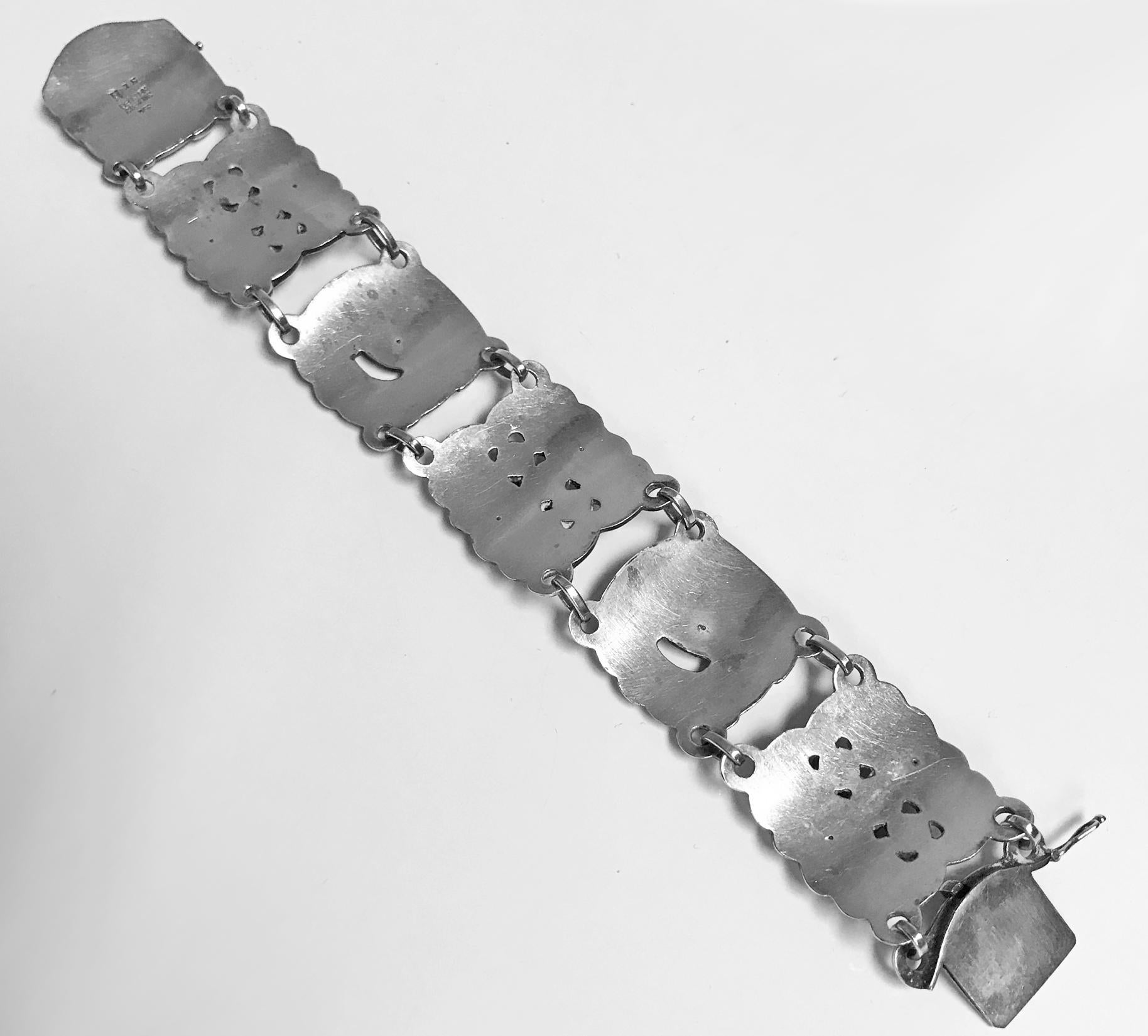 Women's or Men's Georg Jensen Sterling Chrysoprase Dove Bracelet 1933-1944 Mark