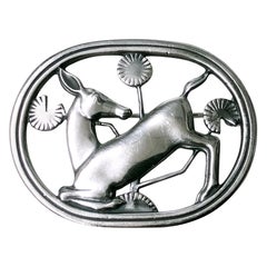 Vintage Georg Jensen Sterling Deer Brooch, Designed by Arno Malinowski