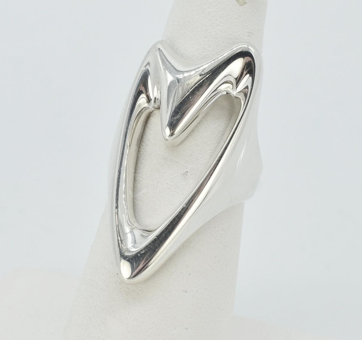 Sterling heart ring by Georg Jensen and Henning Koppel, size 5, style #89. 10.6 grams, 1 1/4