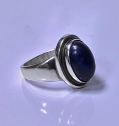 Georg Jensen Sterling Lapis Ring, Designed by Harald Nielsen