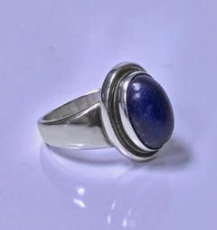 Georg Jensen Sterling Lapis Ring, Designed by Harald Nielsen