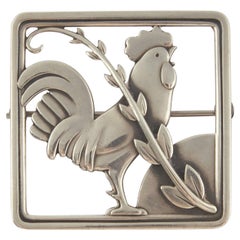 Georg Jensen Sterling Rooster Brooch, Design #276