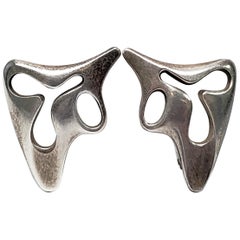 Georg Jensen Sterling Silver #119 Amoeba Clip-On Earrings by Henning Koppel