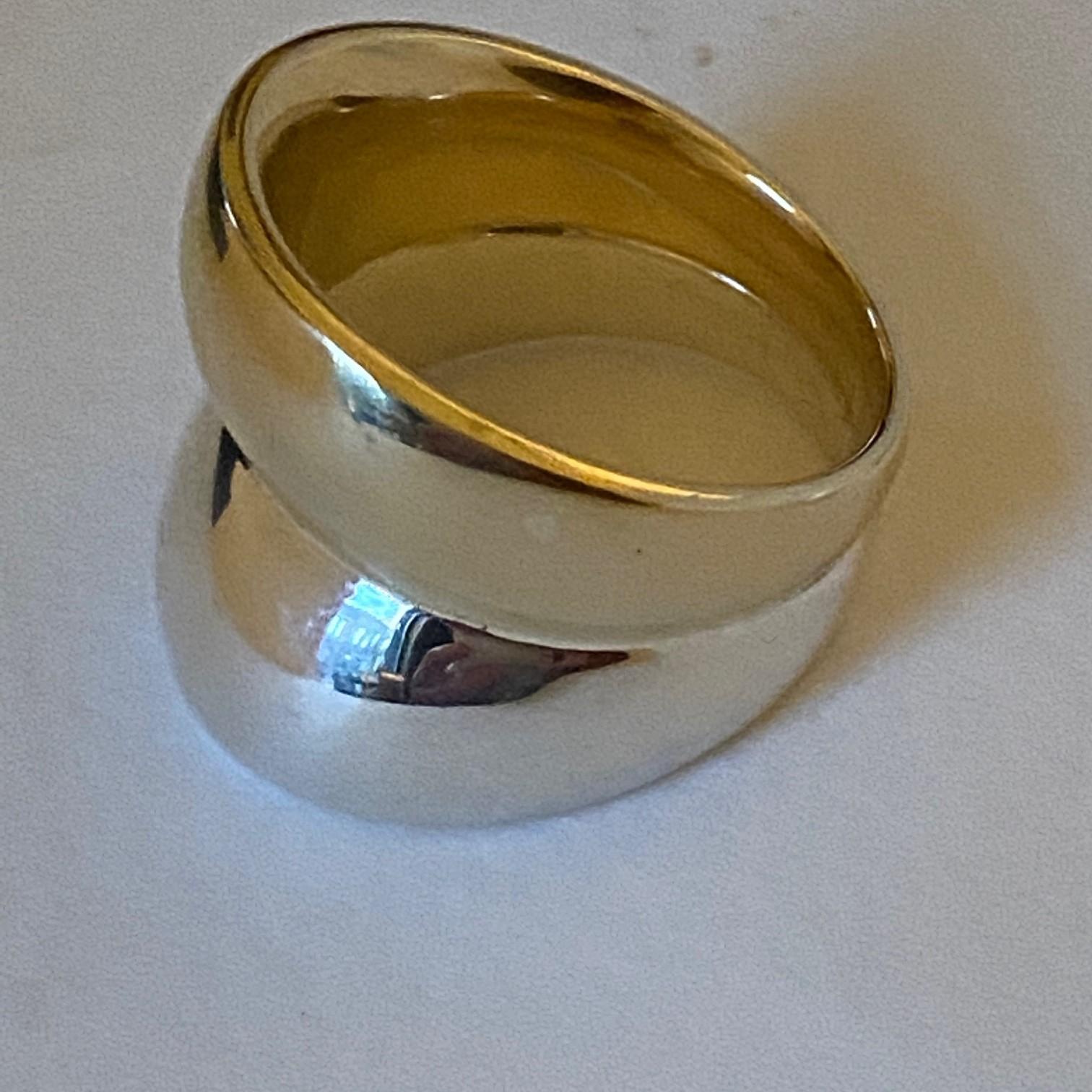 Georg Jensen, bague courbée en argent sterling et or 18 carats, neuve dans sa boîte Pour femmes en vente
