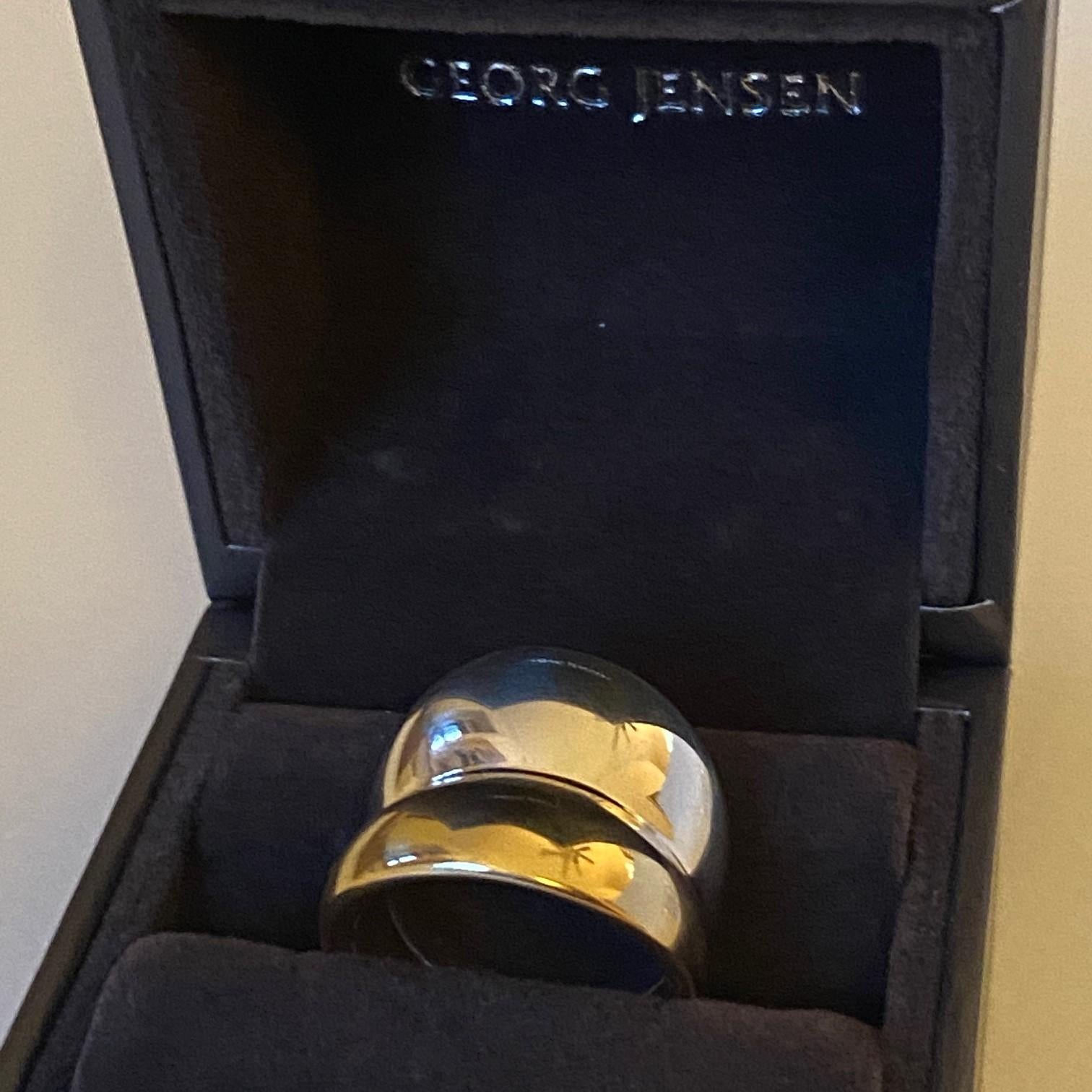 Women's Georg Jensen Sterling Silver & 18K “Curve” Ring, New in Box For Sale