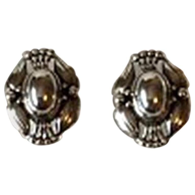Georg Jensen Sterling Silver 2000 Annual Earsticks with Silver Stones For Sale