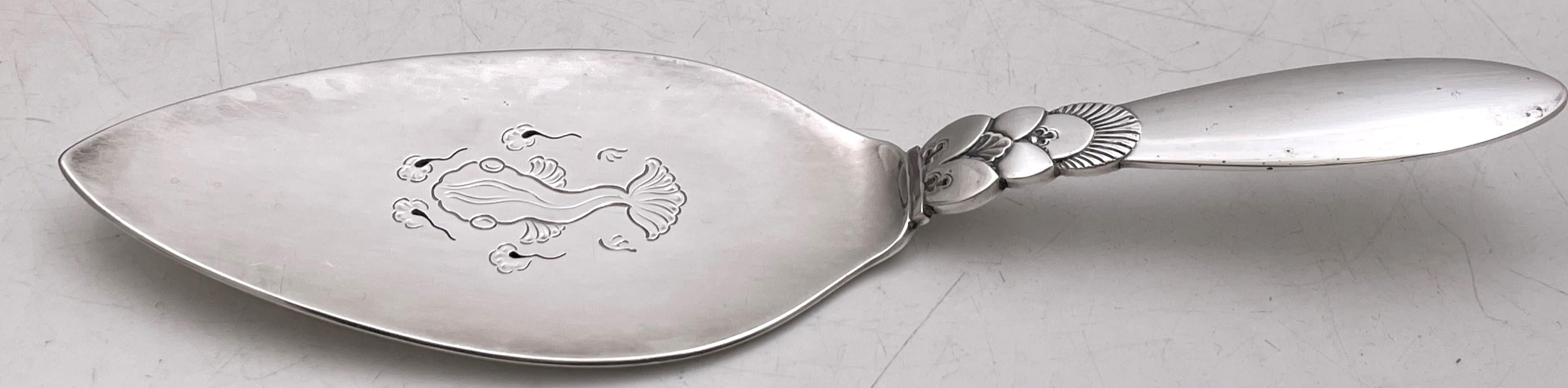 Art déco Georg Jensen, ensemble de 48 couverts en argent sterling à motif de cactus + services