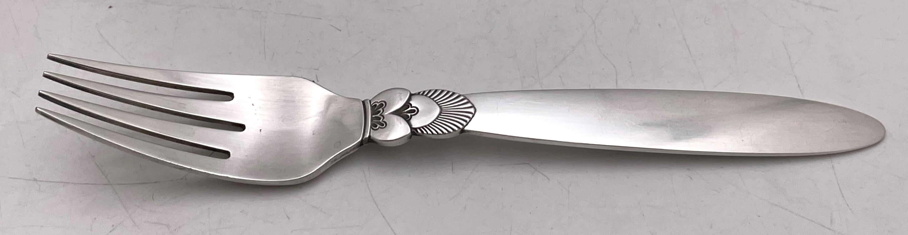 Argent Georg Jensen, ensemble de 48 couverts en argent sterling à motif de cactus + services