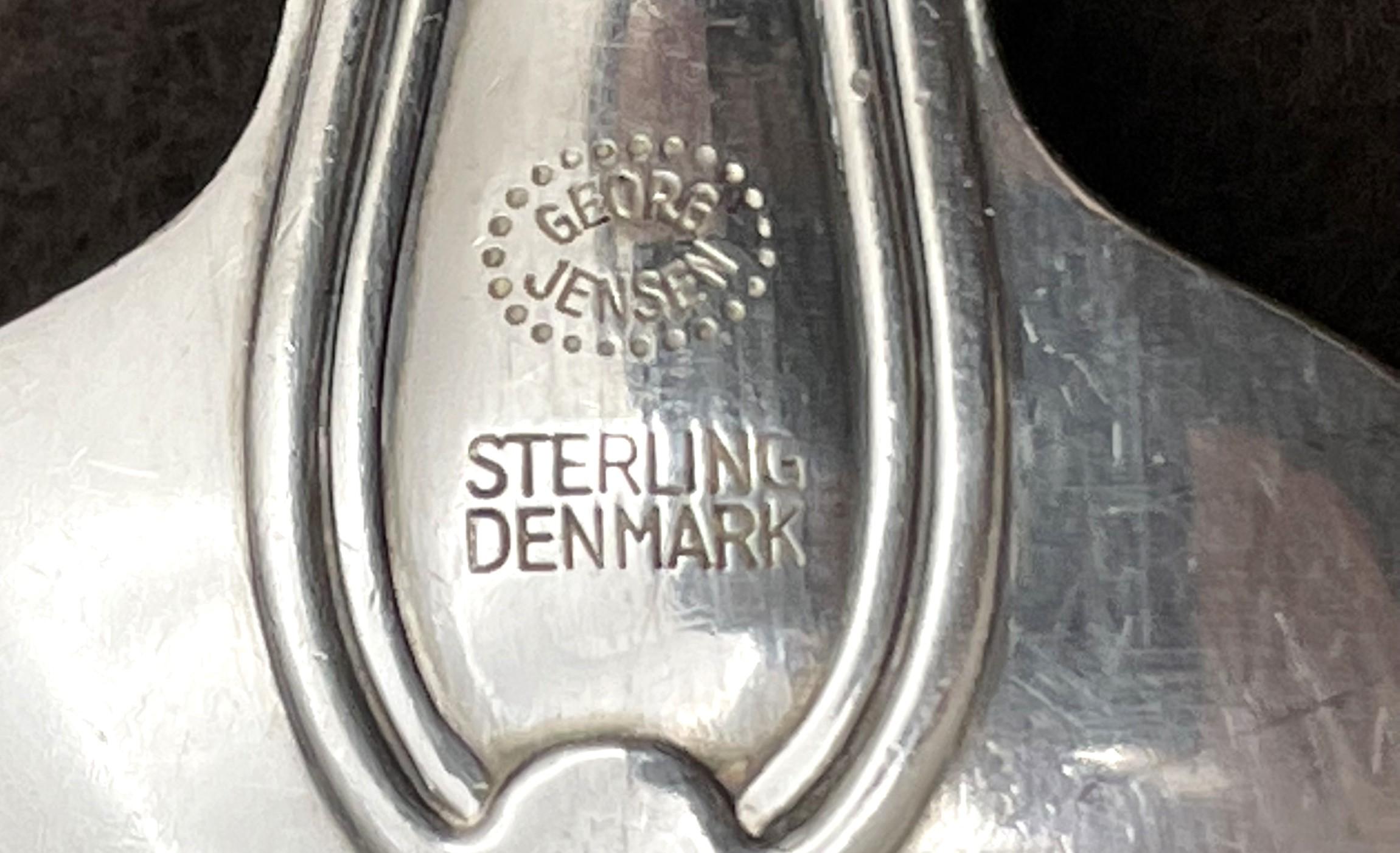 Georg Jensen Sterling Silver 65-Piece Old Danish Flatware Set for 8 Mid-Century For Sale 12