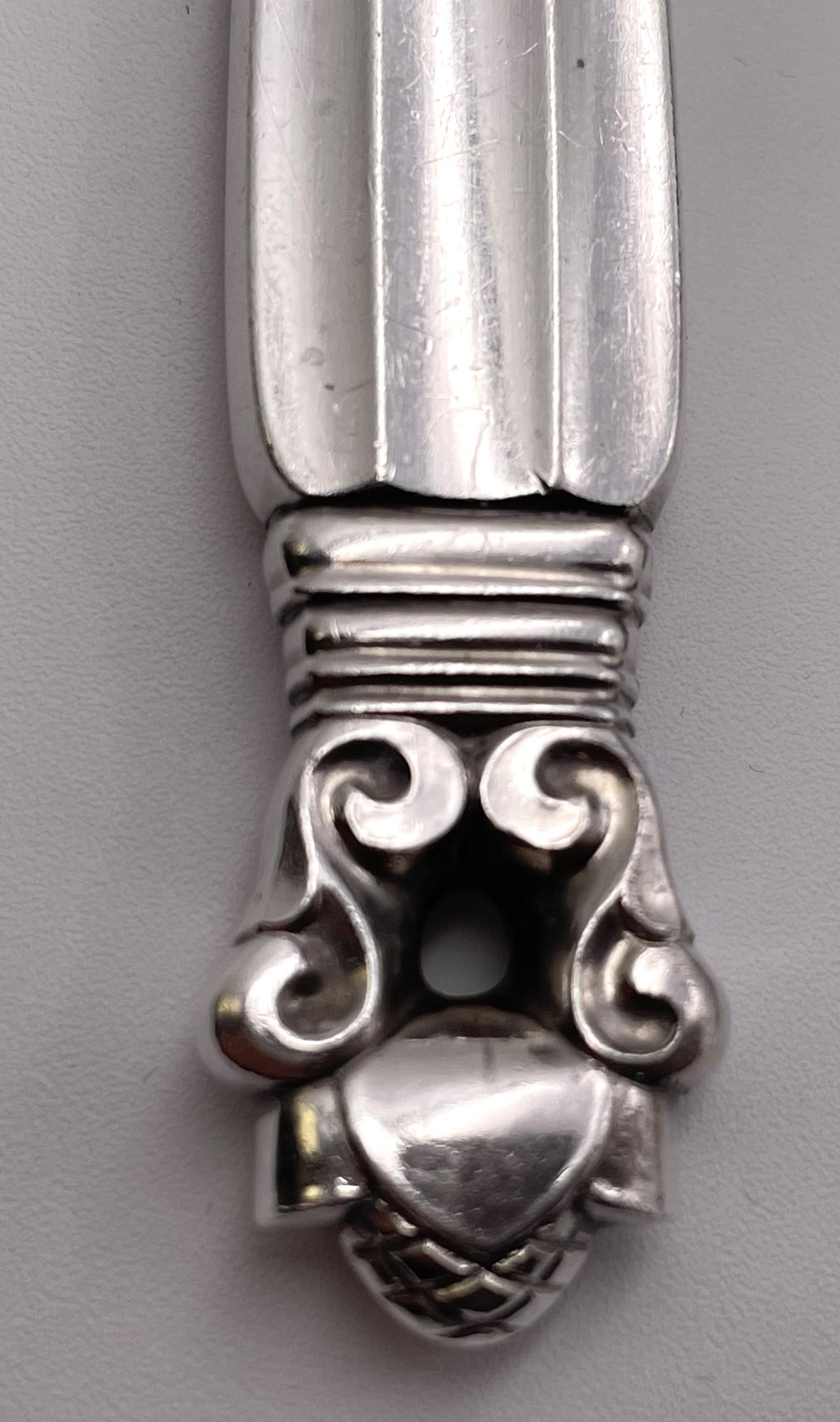 Georg Jensen Sterling Silver 66-Piece Flatware Set in Acorn Pattern For Sale 5