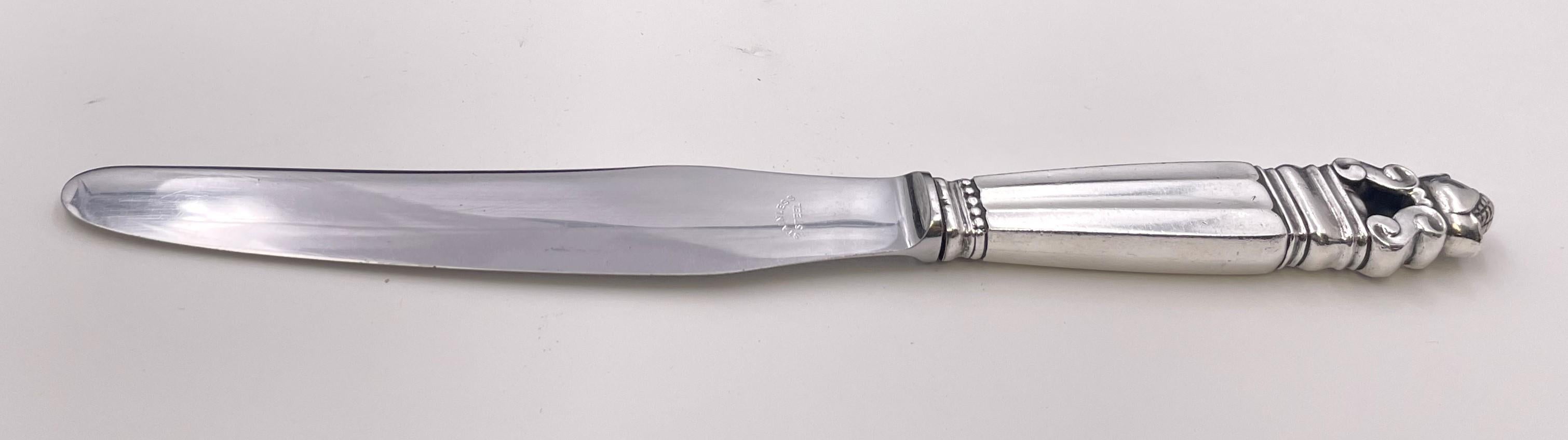 Georg Jensen Sterling Silver 66-Piece Flatware Set in Acorn Pattern For Sale 1