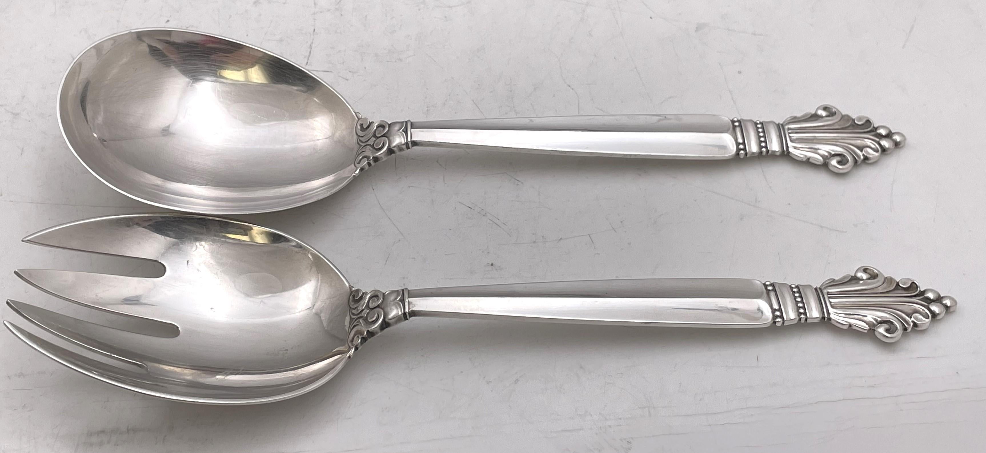 Georg Jensen Set di posate in argento sterling da 76 pezzi con motivo ad acanto per 12 persone in vendita 5