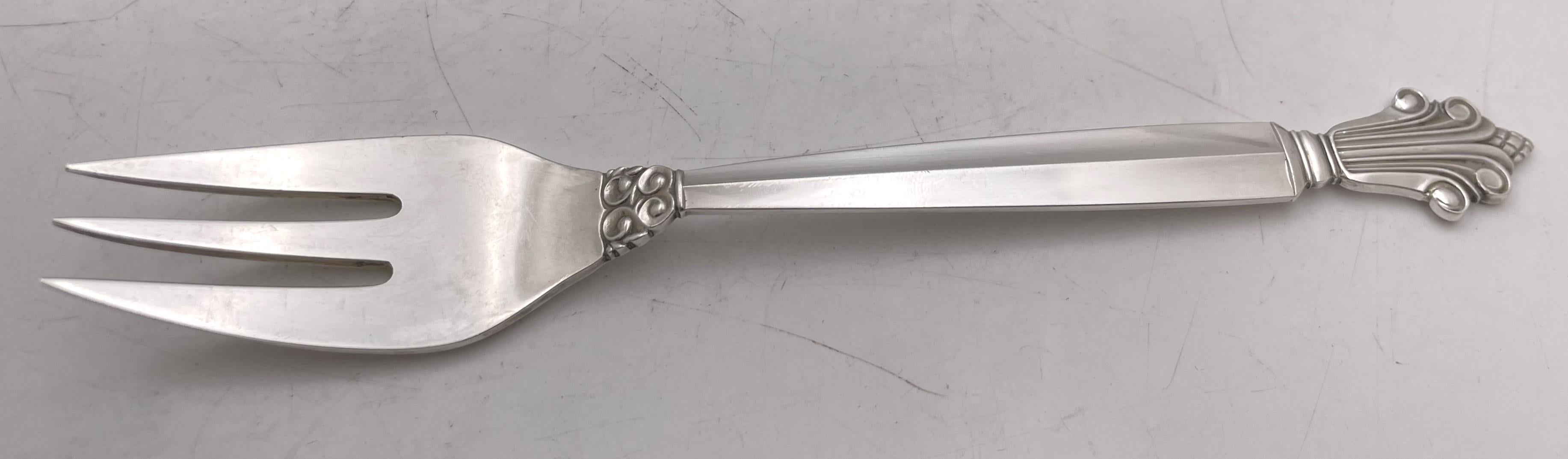 Danese Georg Jensen Set di posate in argento sterling da 76 pezzi con motivo ad acanto per 12 persone in vendita