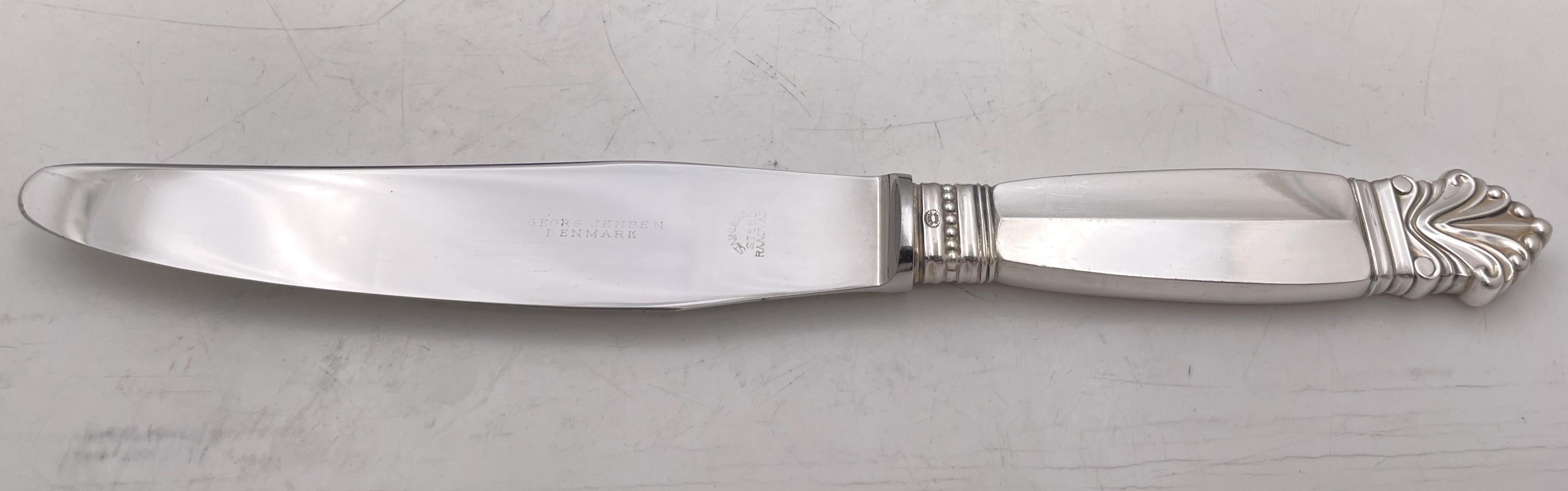 Georg Jensen Set di posate in argento sterling da 76 pezzi con motivo ad acanto per 12 persone In condizioni buone in vendita a New York, NY