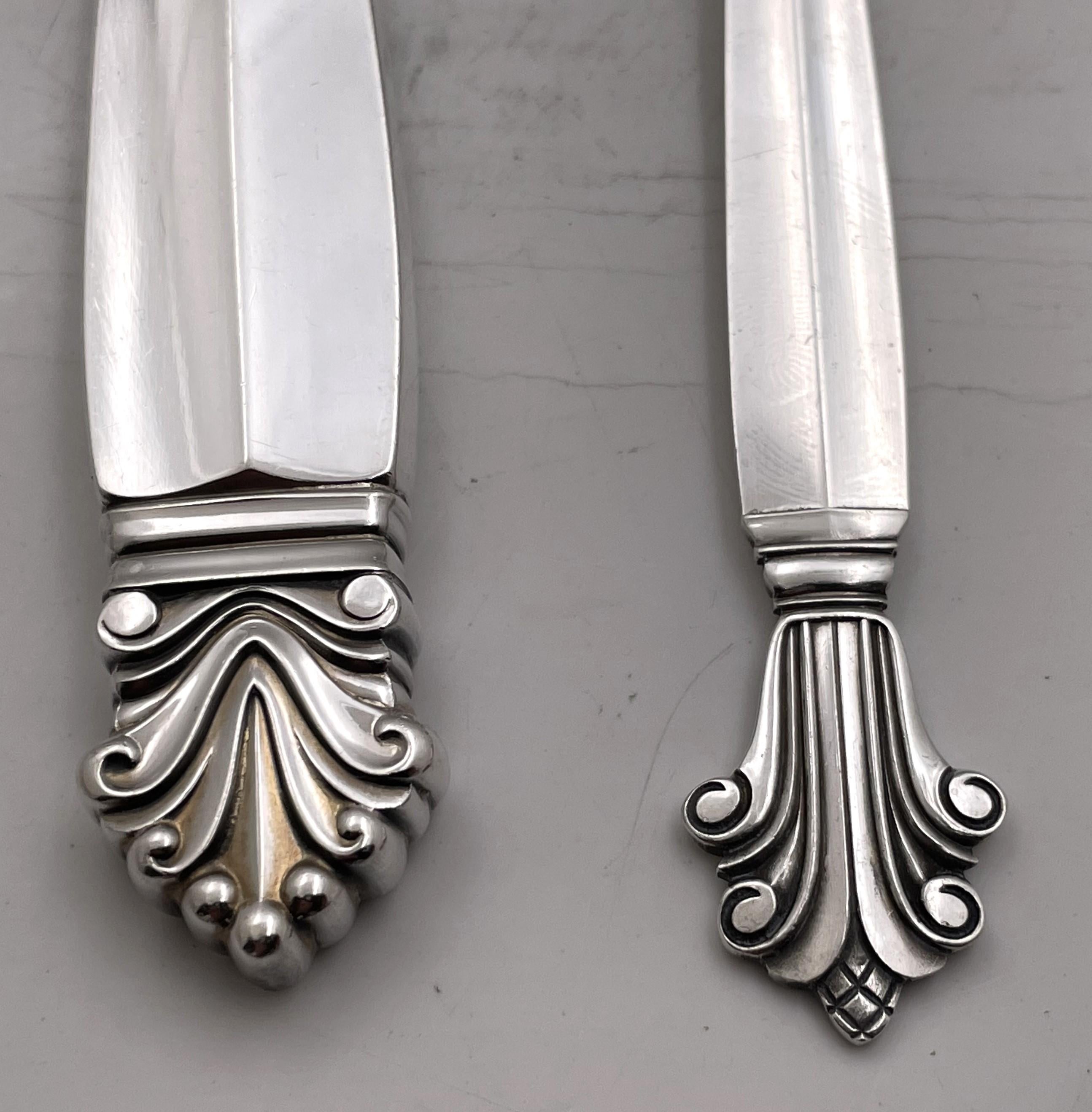 Georg Jensen Set di posate in argento sterling da 76 pezzi con motivo ad acanto per 12 persone in vendita 2