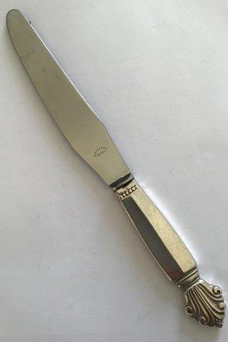 20th Century Georg Jensen Sterling Silver Acanthus Dinner Knife No 013 For Sale