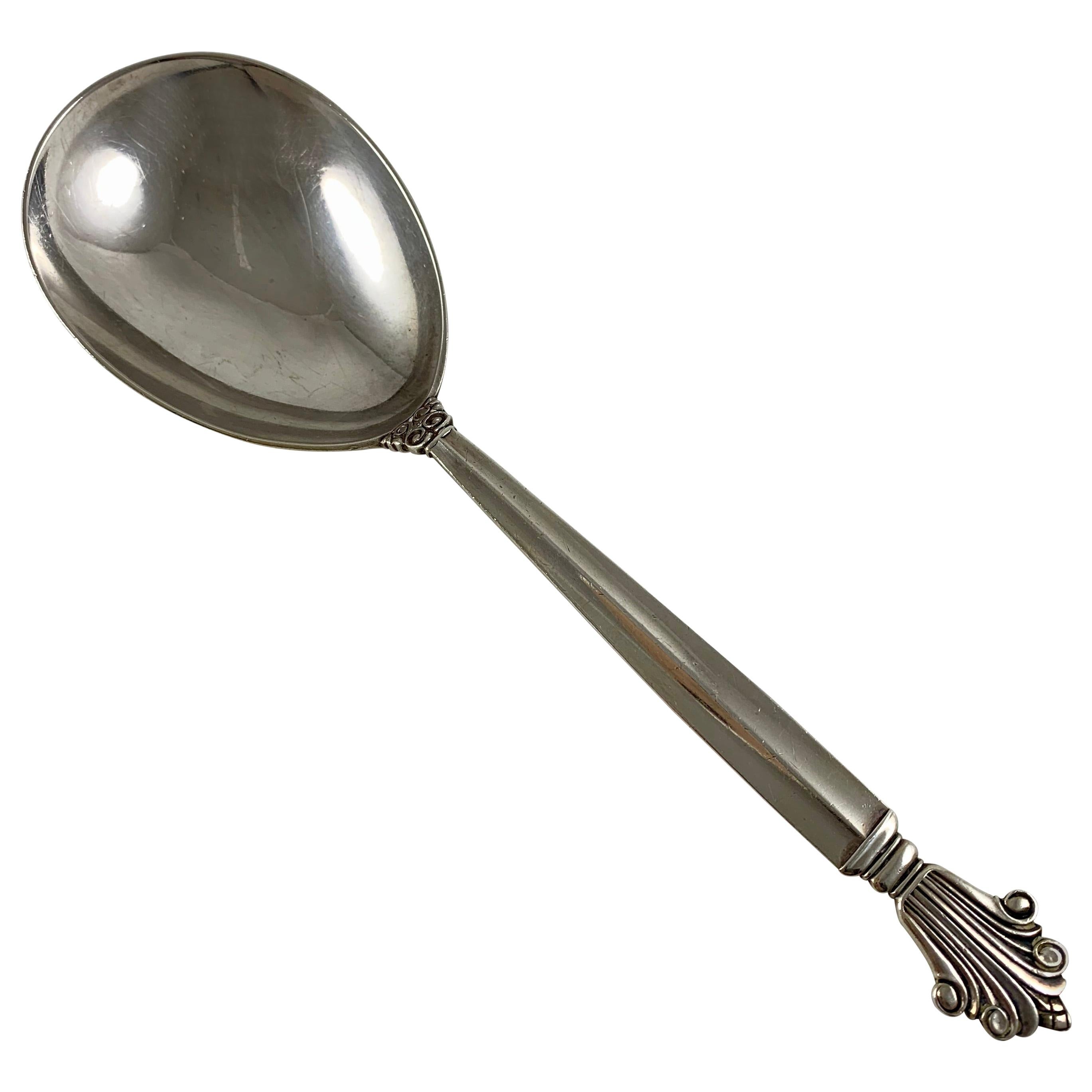 Georg Jensen Sterling Silver Acanthus Pattern Serving Spoon, Denmark, circa 1917