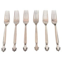 Georg Jensen Sterling Silver Acanthus, Set of Six Dinner Forks