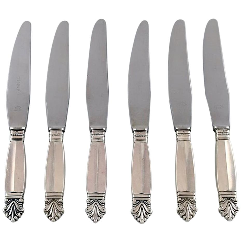 Georg Jensen Sterling Silver Acanthus, Set of Six Dinner Knives