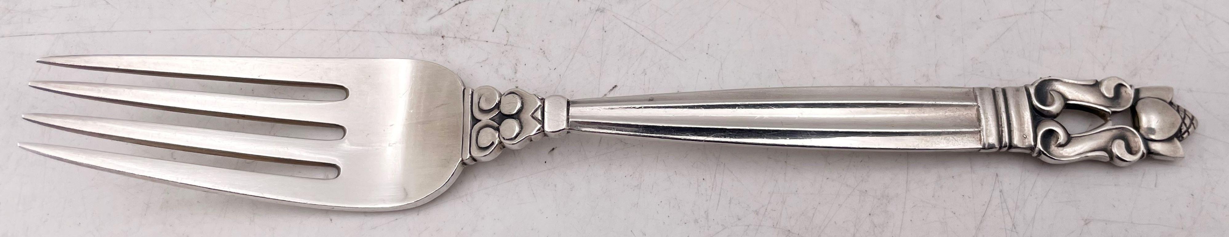 Jensen Sterling Silver Acorn 12Piece Place Setting For Sale at