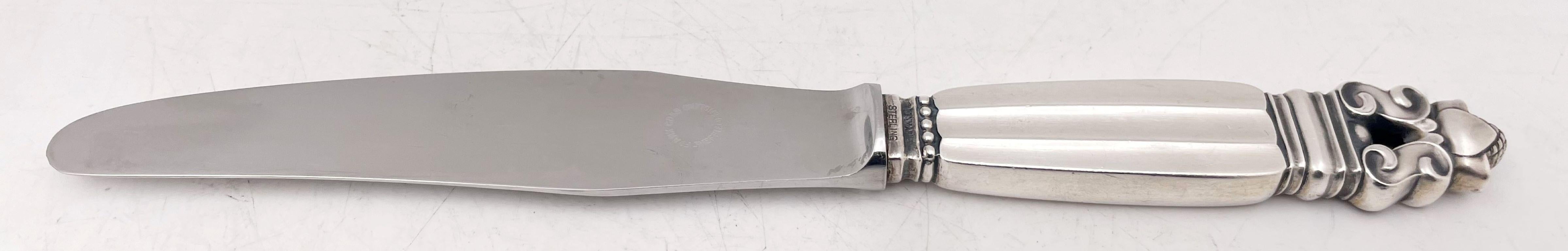 Jensen Sterling Silver Acorn 12Piece Place Setting For Sale at